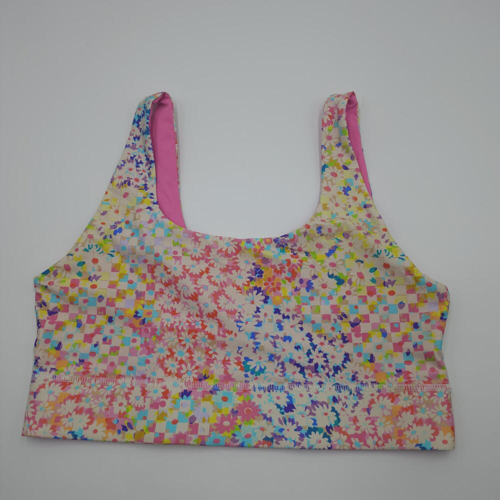 Fabletics Multicolor Floral Reversible All Way Stretch Sports Bra Size L